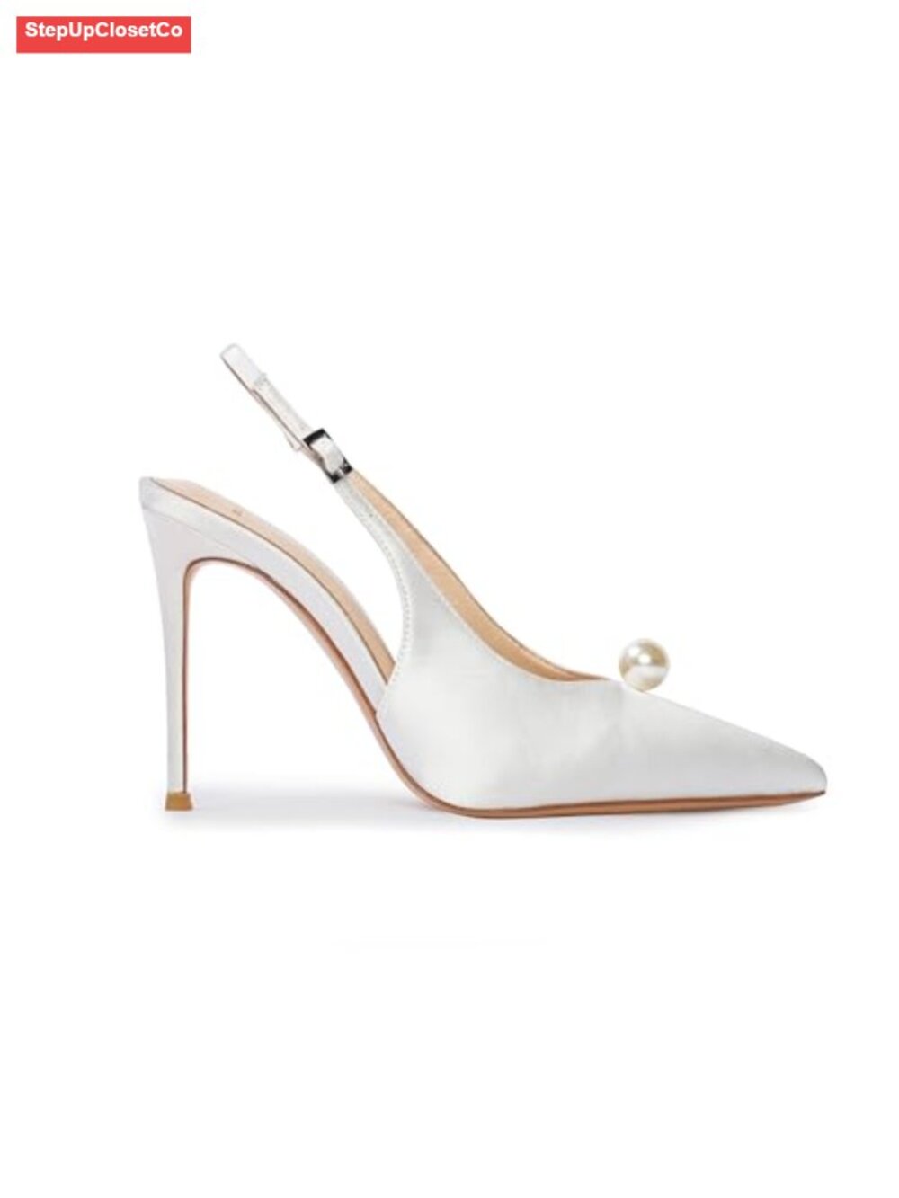 Satin Stiletto Heels Slingback 4 Inch Pointed Toe Pumps